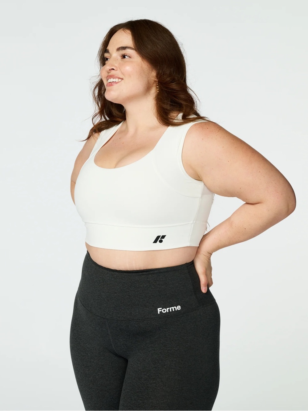 Forme Power Bra in White Size Large Posture Correcting Sports Bra Mesh Celebrity
